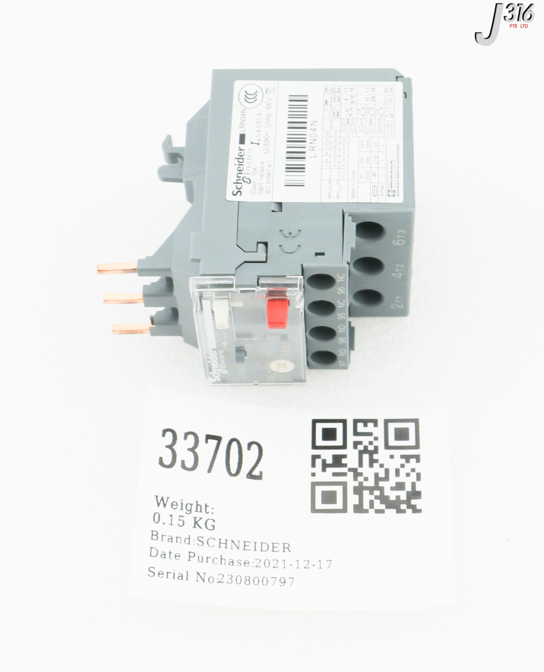 33702 SCHNEIDER THERMAL OVERLOAD RELAY (NEW) LRN04N | eBay